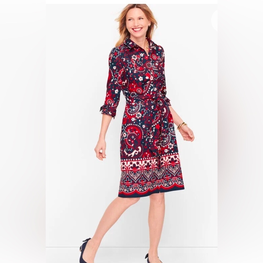Talbots Picnic Party Poplin Shirtdress. Size 10P